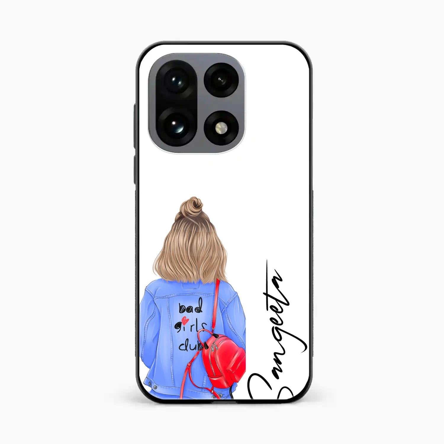 Bag Girl Customize Name Glass Case For OnePlus 15 5G