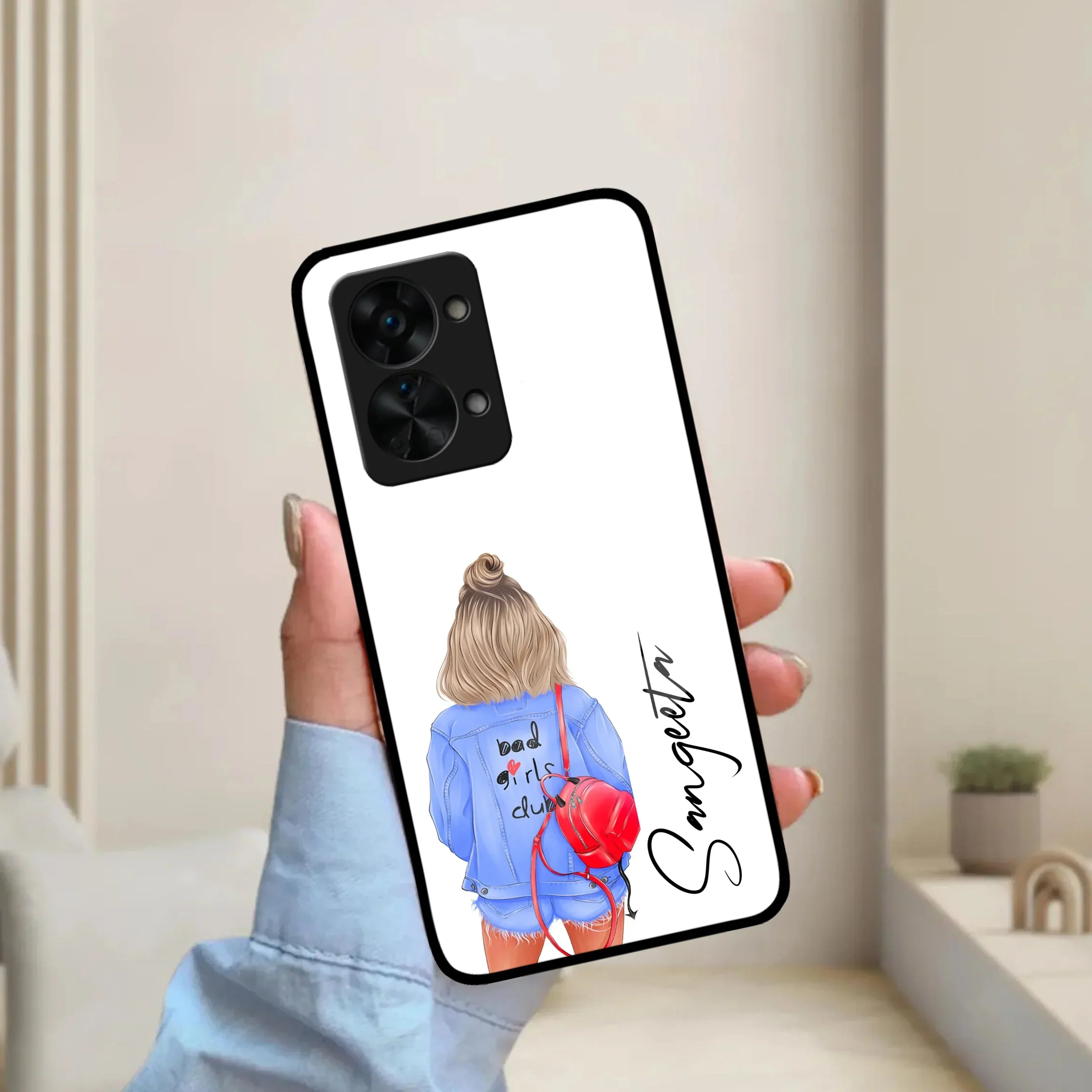 Bag Girl Customize Name Glass Case For OnePlus - ShopOnCliQ
