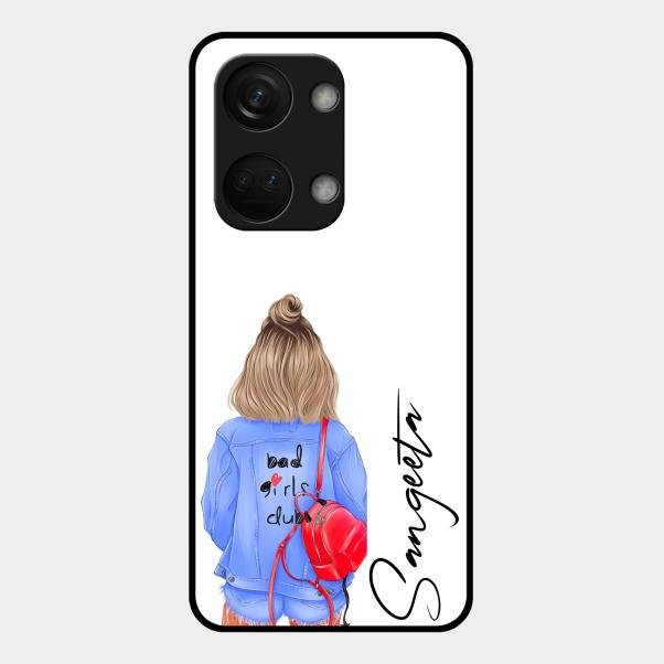 Bag Girl Customize Name Glass Case For Oneplus Nord 3 5G