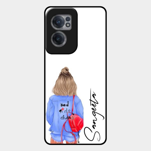 Bag Girl Customize Name Glass Case For Oneplus Nord Ce 2 5G