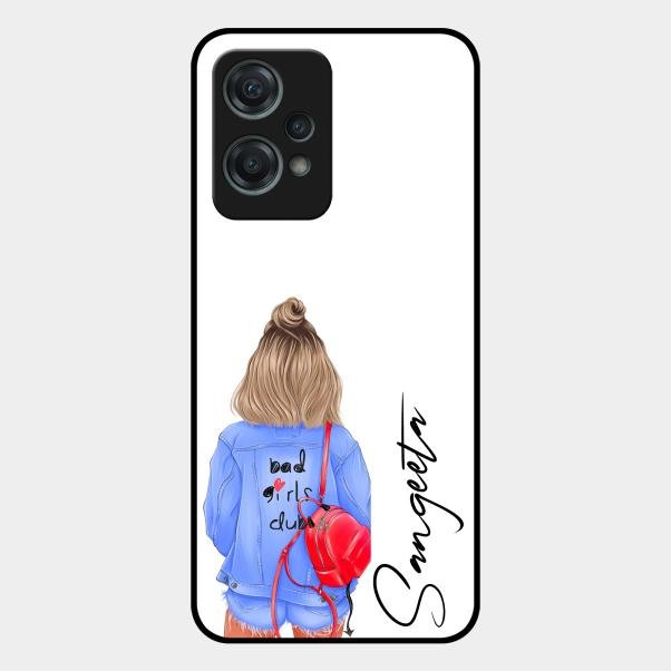 Bag Girl Customize Name Glass Case For Oneplus Nord Ce 2 Lite 5G