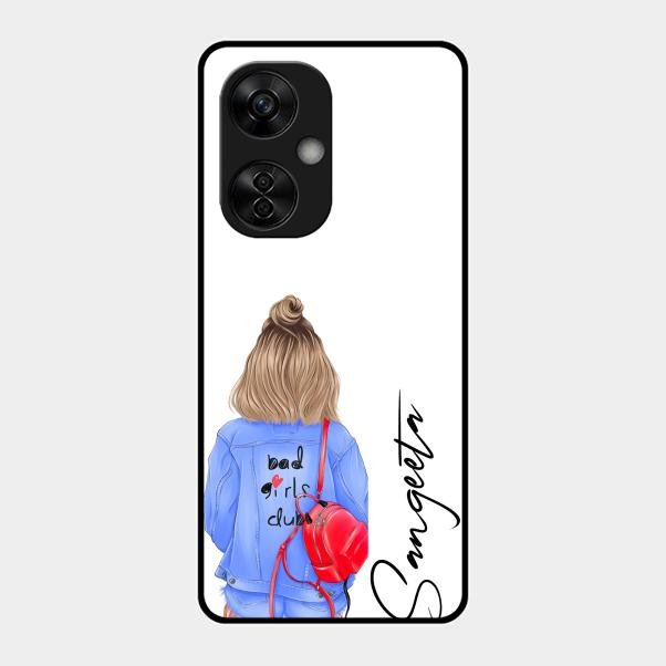 Bag Girl Customize Name Glass Case For Oneplus Nord Ce 3 Lite 5G