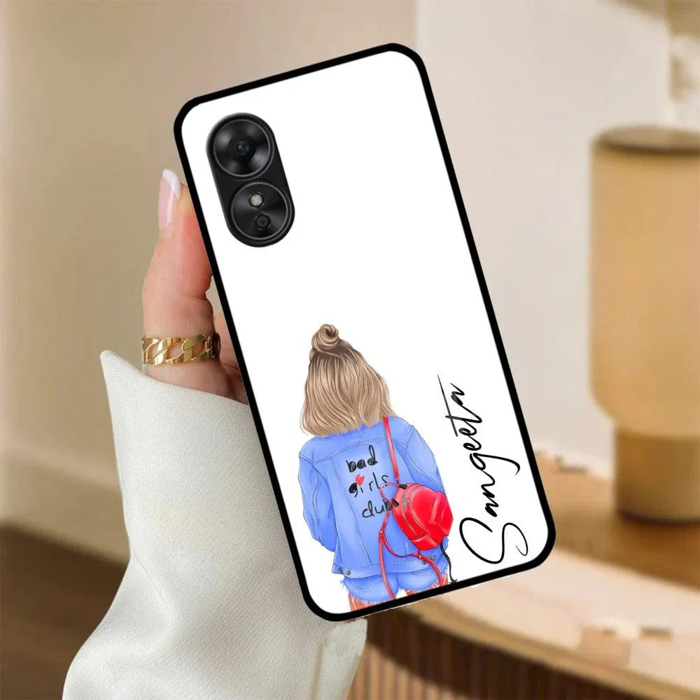Bag Girl Customize Name Glass Case For Oppo - ShopOnCliQ
