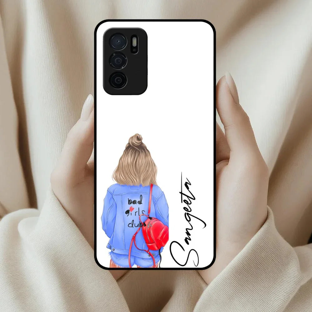 Bag Girl Customize Name Glass Case For Oppo - ShopOnCliQ