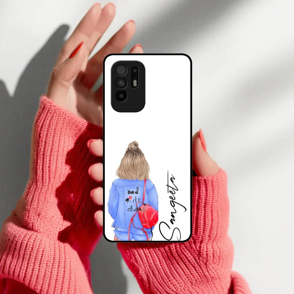 Bag Girl Customize Name Glass Case For Oppo - ShopOnCliQ
