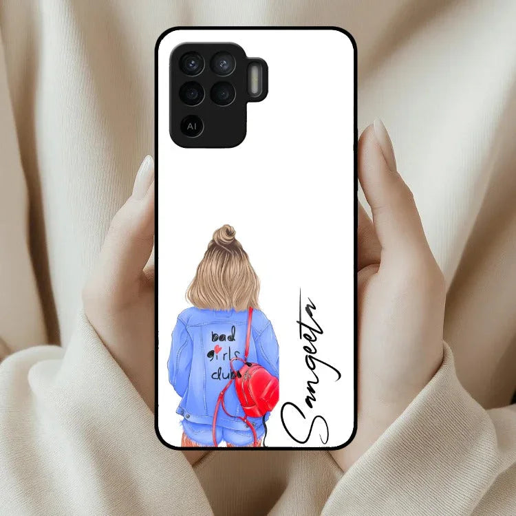 Bag Girl Customize Name Glass Case For Oppo - ShopOnCliQ