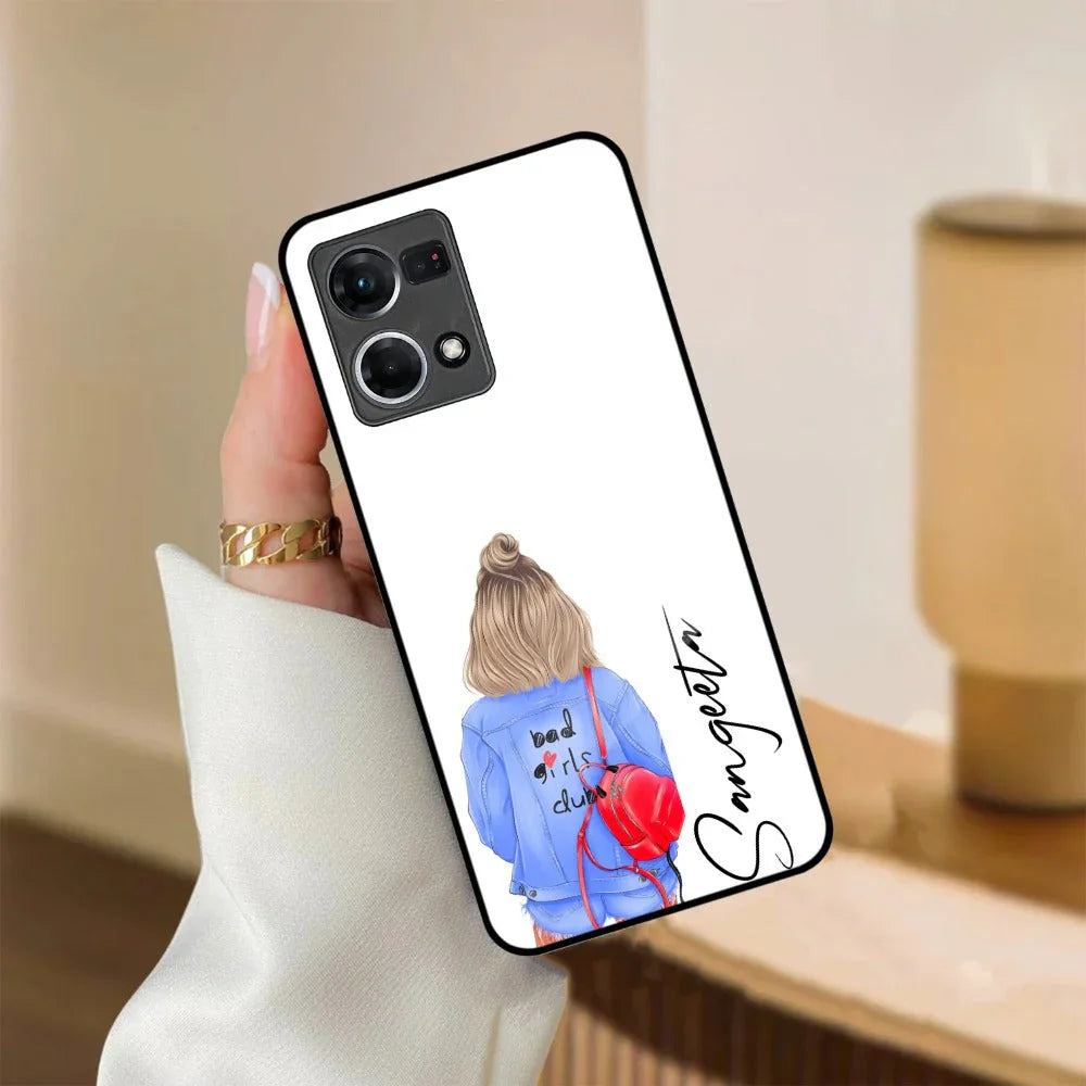 Bag Girl Customize Name Glass Case For Oppo - ShopOnCliQ