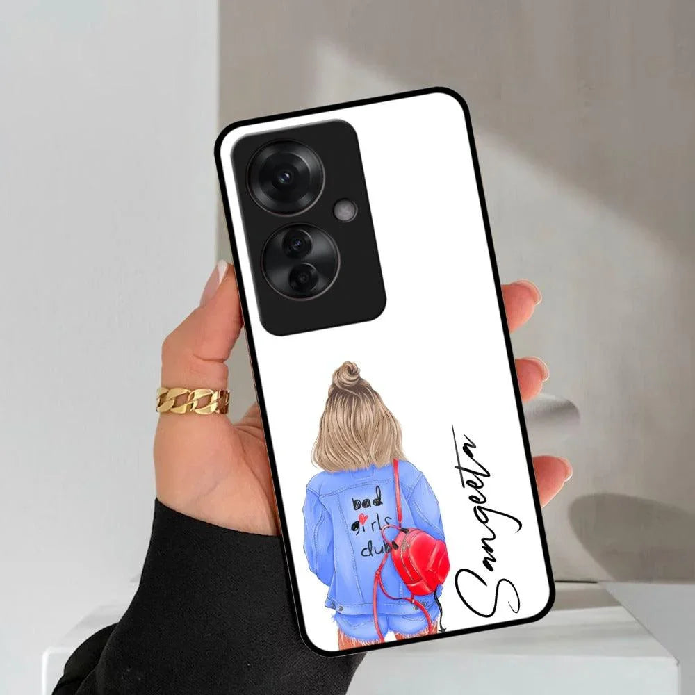 Bag Girl Customize Name Glass Case For Oppo - ShopOnCliQ