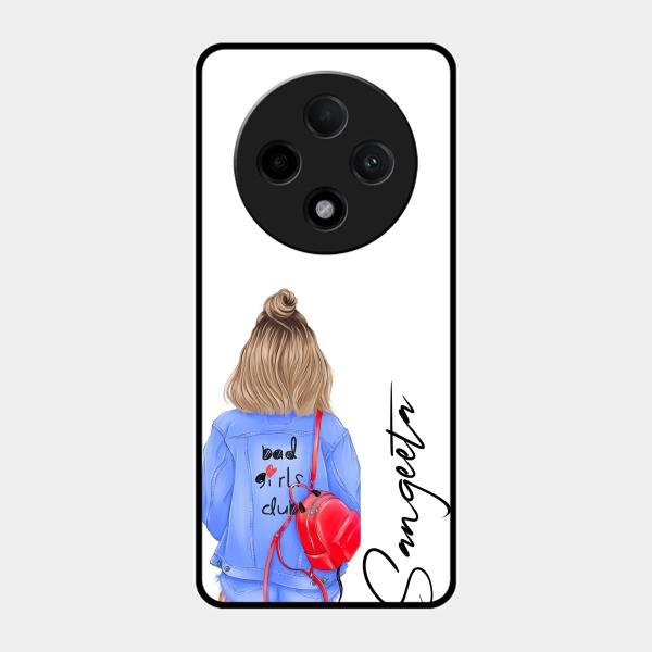 Bag Girl Customize Name Glass Case For Oppo F27 Pro Plus 5G
