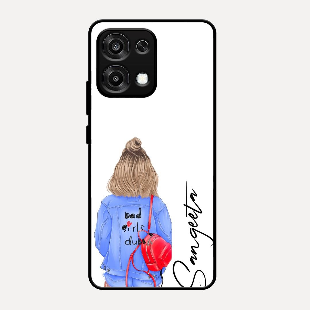 Bag Girl Customize Name Glass Case For Oppo F31 5G
