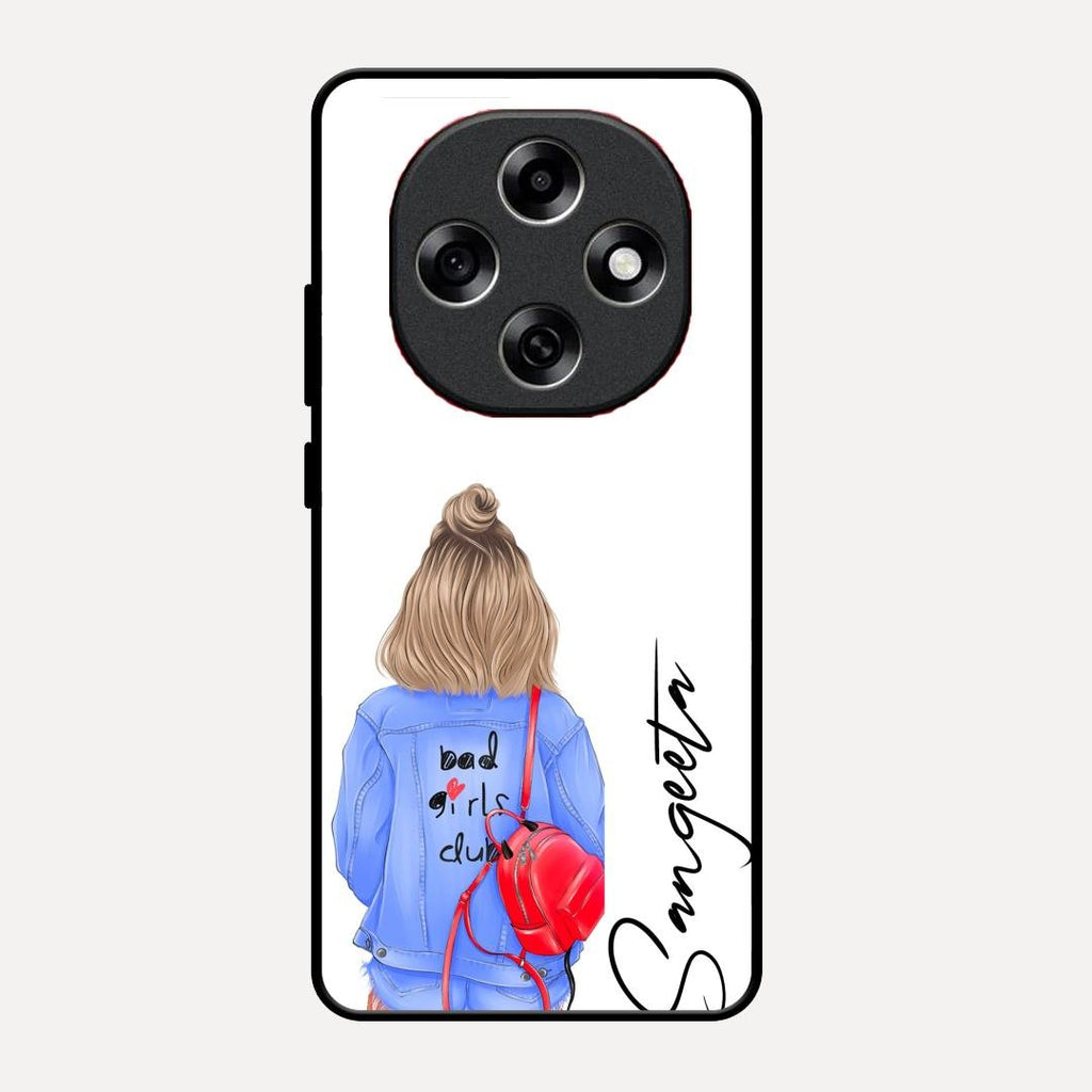 Bag Girl Customize Name Glass Case For Oppo F31 Pro 5G
