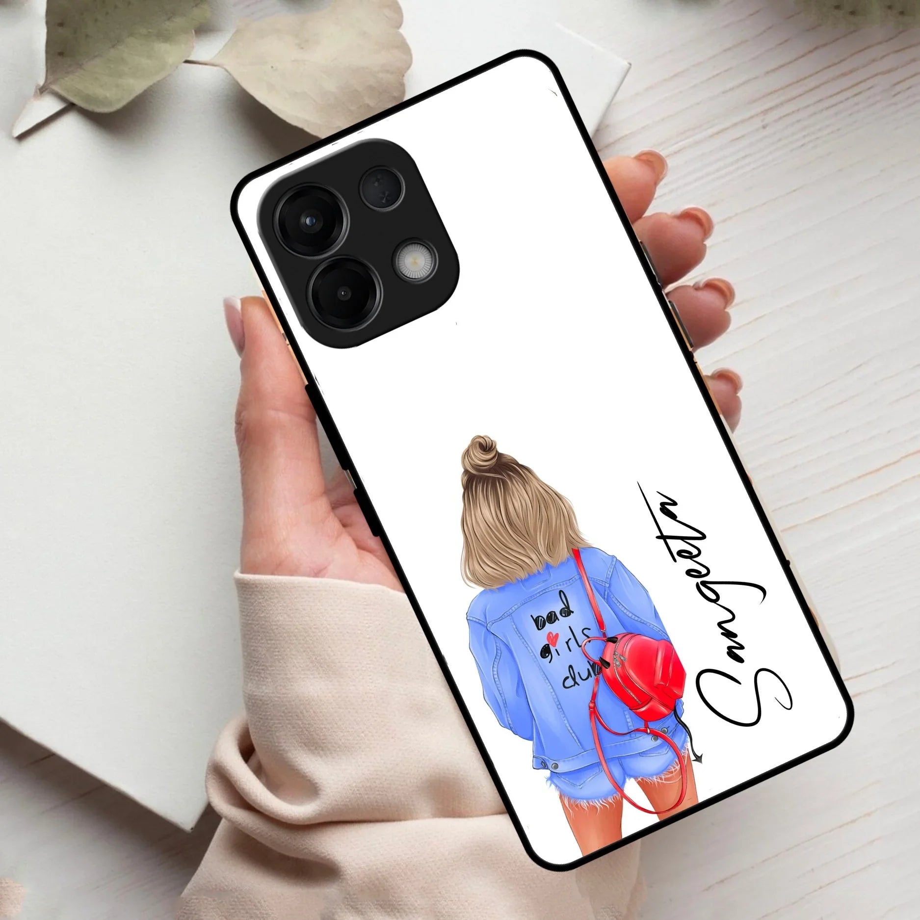 Bag Girl Customize Name Glass Case For Oppo - ShopOnCliQ