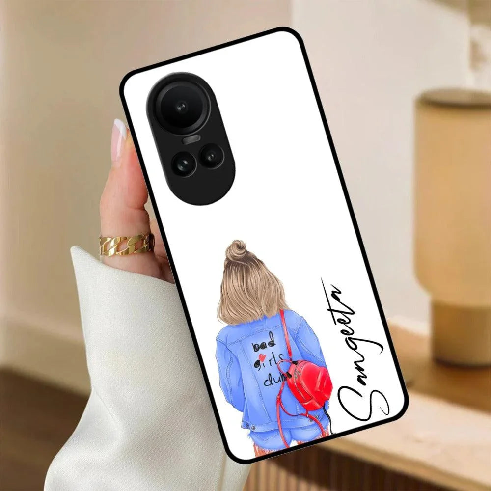 Bag Girl Customize Name Glass Case For Oppo - ShopOnCliQ