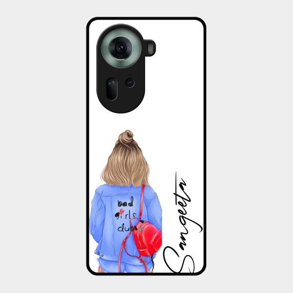 Bag Girl Customize Name Glass Case For Oppo Reno 11 5G