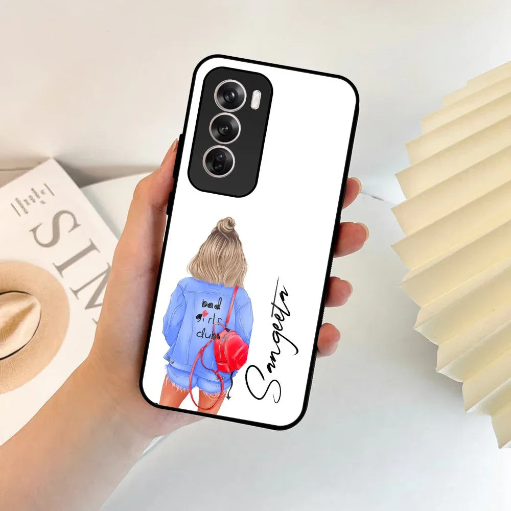 Bag Girl Customize Name Glass Case For Oppo - ShopOnCliQ