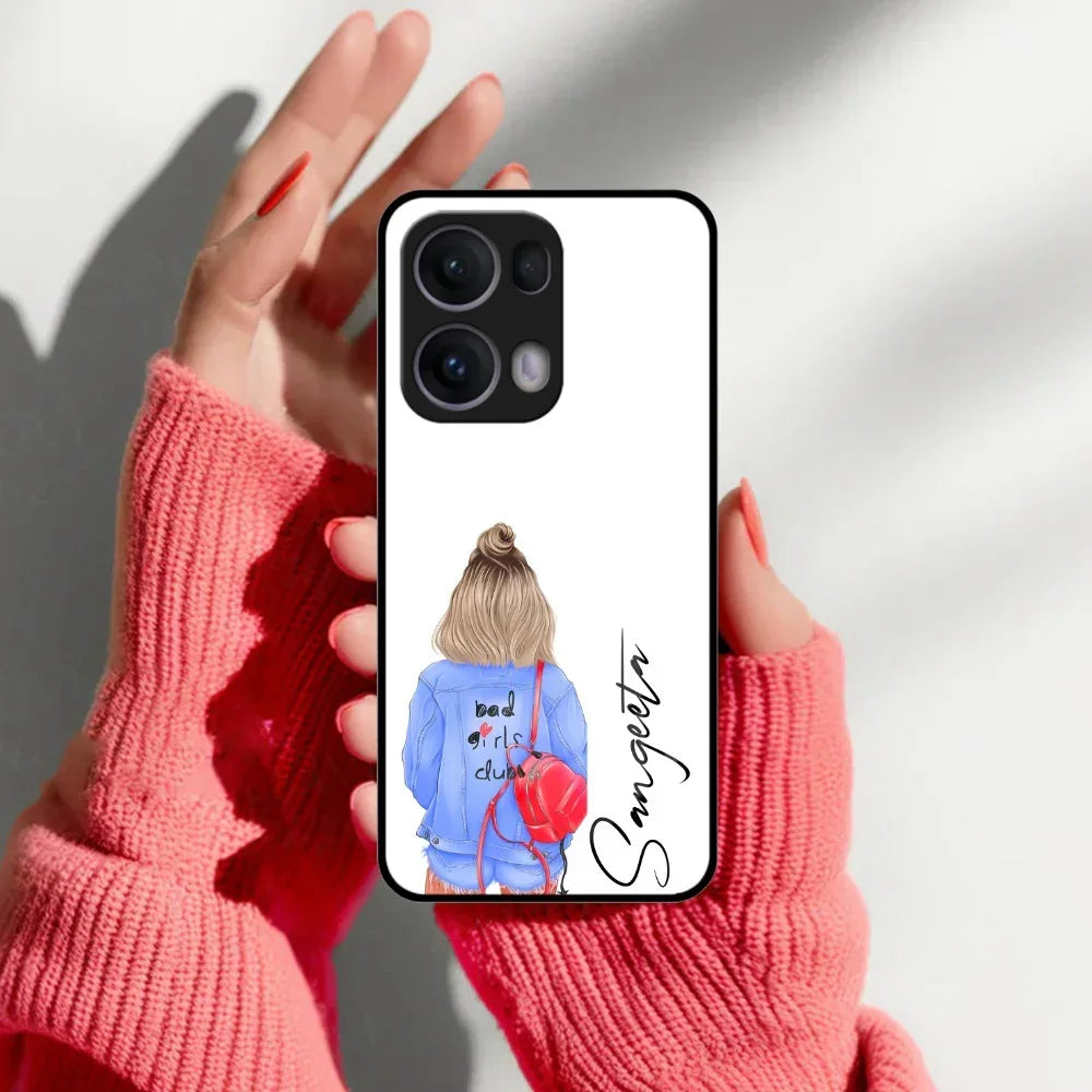 Bag Girl Customize Name Glass Case For Oppo - ShopOnCliQ