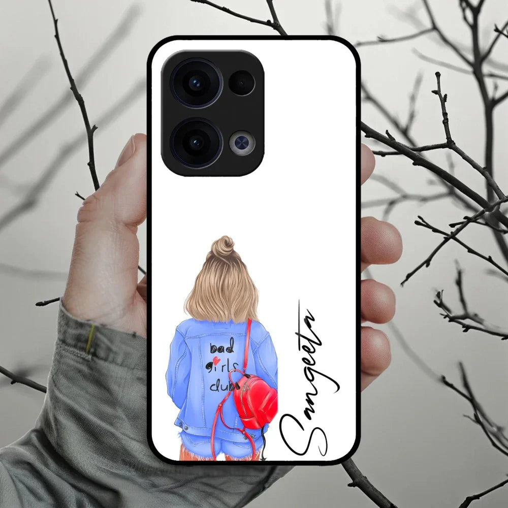 Bag Girl Customize Name Glass Case For Oppo - ShopOnCliQ