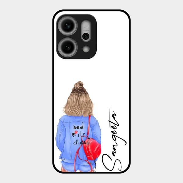 Bag Girl Customize Name Glass Case For Oppo Reno 14 Pro 5G