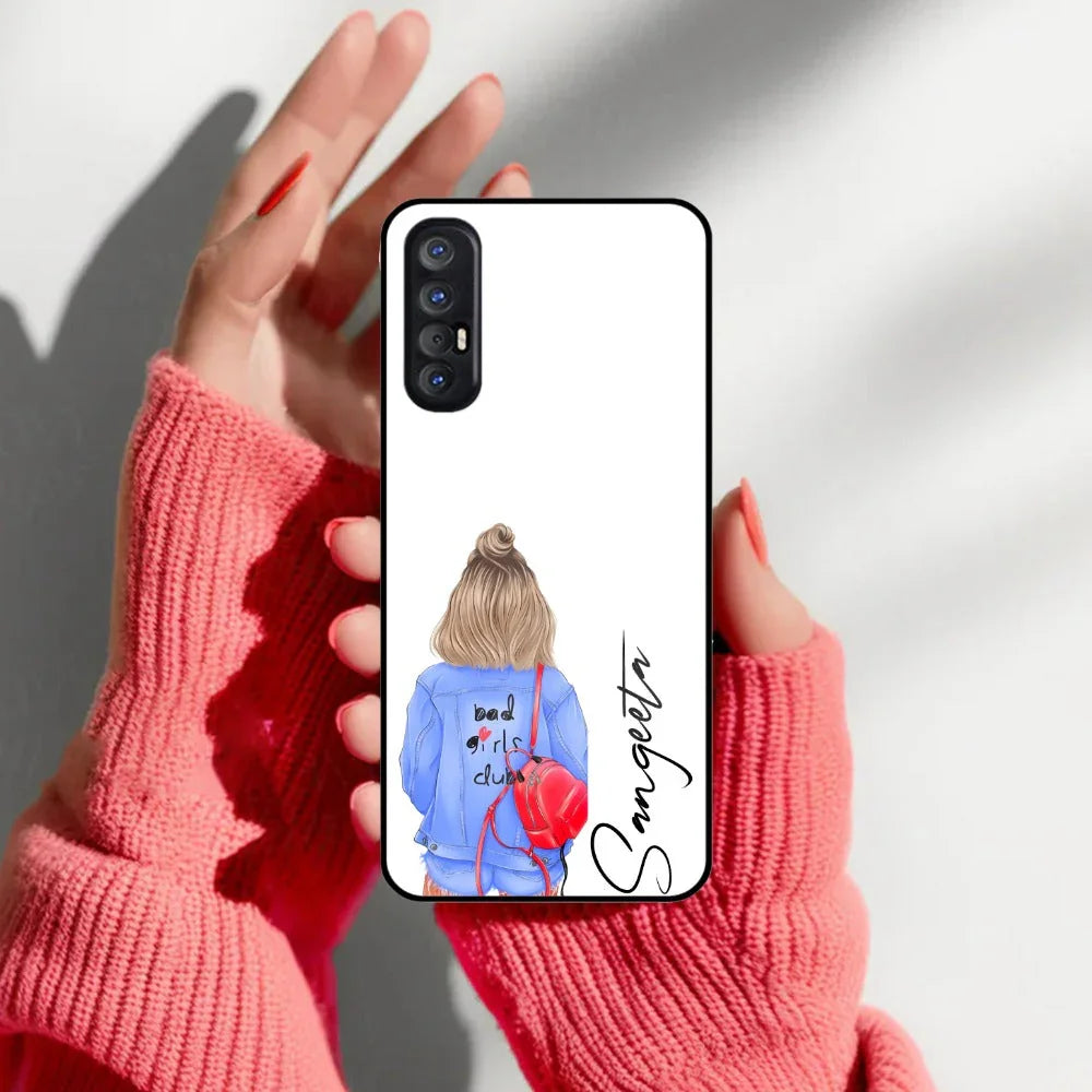 Bag Girl Customize Name Glass Case For Oppo - ShopOnCliQ