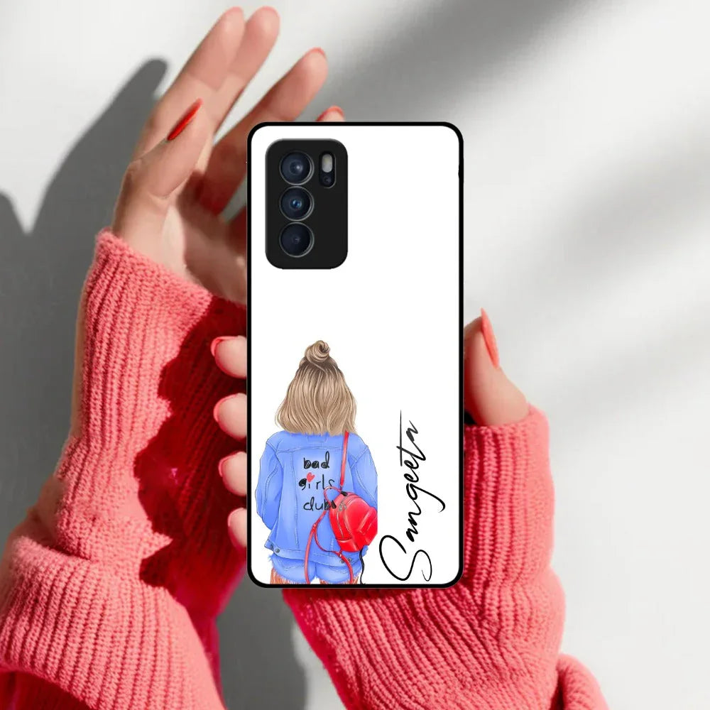 Bag Girl Customize Name Glass Case For Oppo - ShopOnCliQ