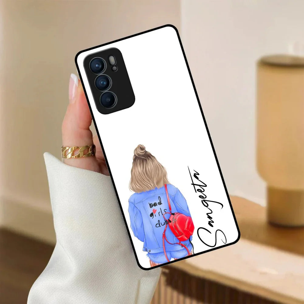 Bag Girl Customize Name Glass Case For Oppo - ShopOnCliQ