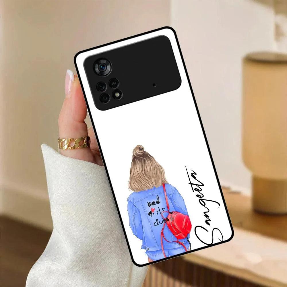 Bag Girl Customize Name Glass Case For Poco - ShopOnCliQ