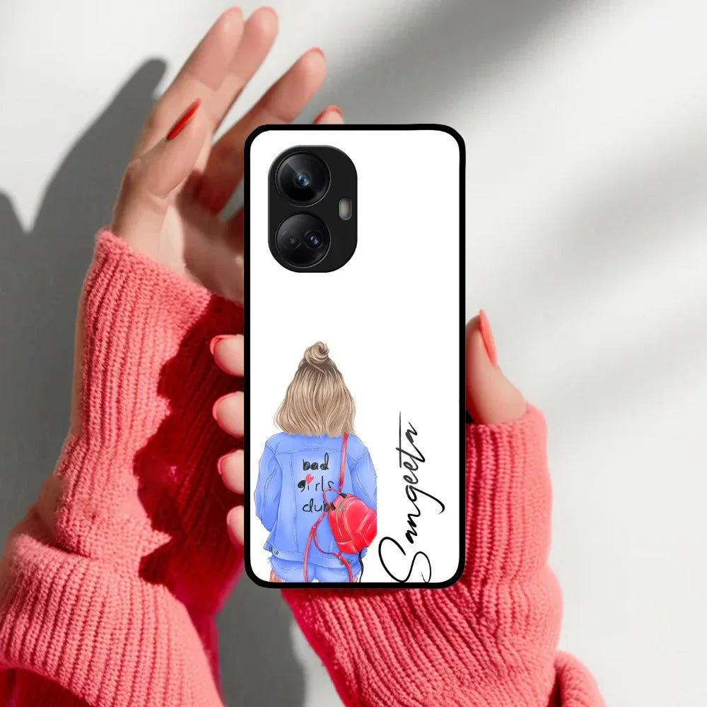 Bag Girl Customize Name Glass Case For Realme/Narzo - ShopOnCliQ