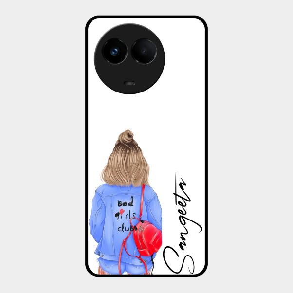 Bag Girl Customize Name Glass Case For Realme 11 5G