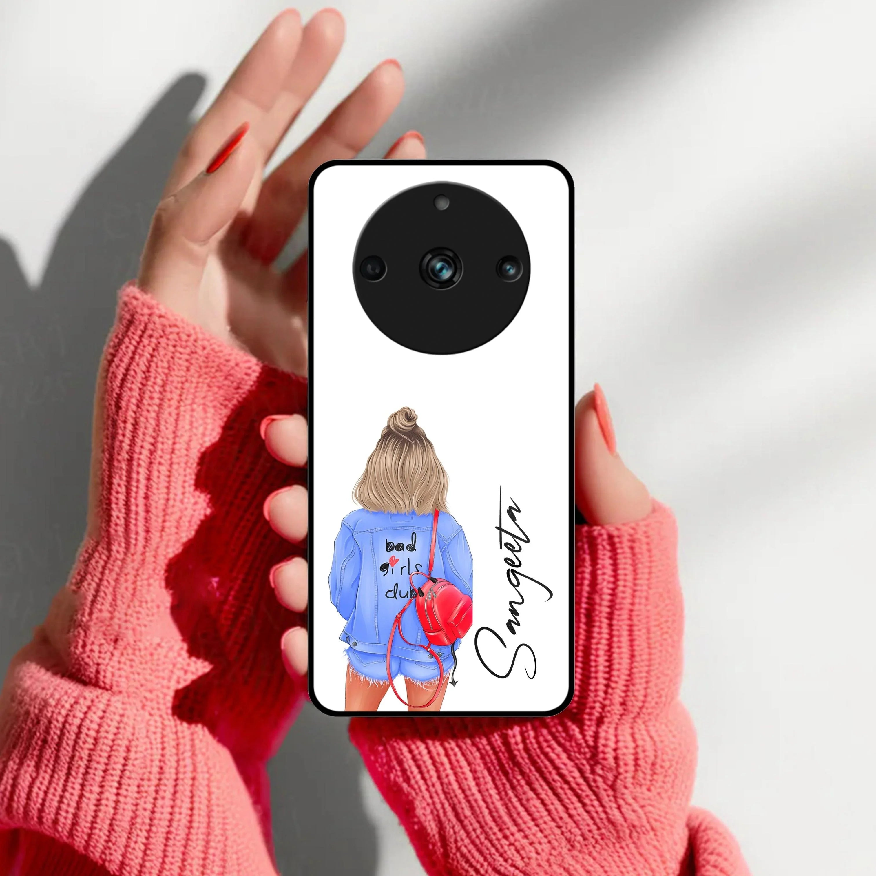 Bag Girl Customize Name Glass Case For Realme/Narzo - ShopOnCliQ