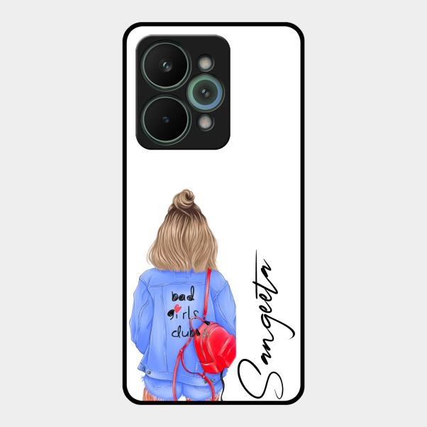 Bag Girl Customize Name Glass Case For Realme 15 Pro 5G
