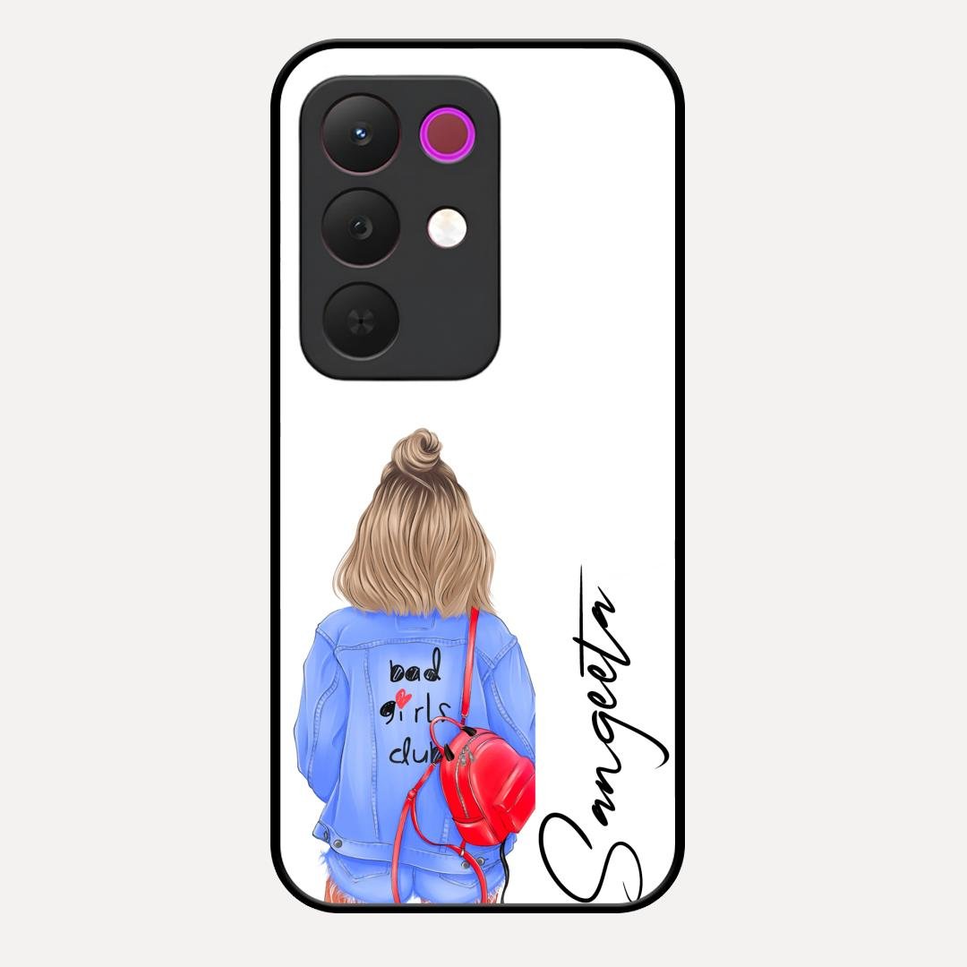 Bag Girl Customize Name Glass Case For Realme 15X 5G