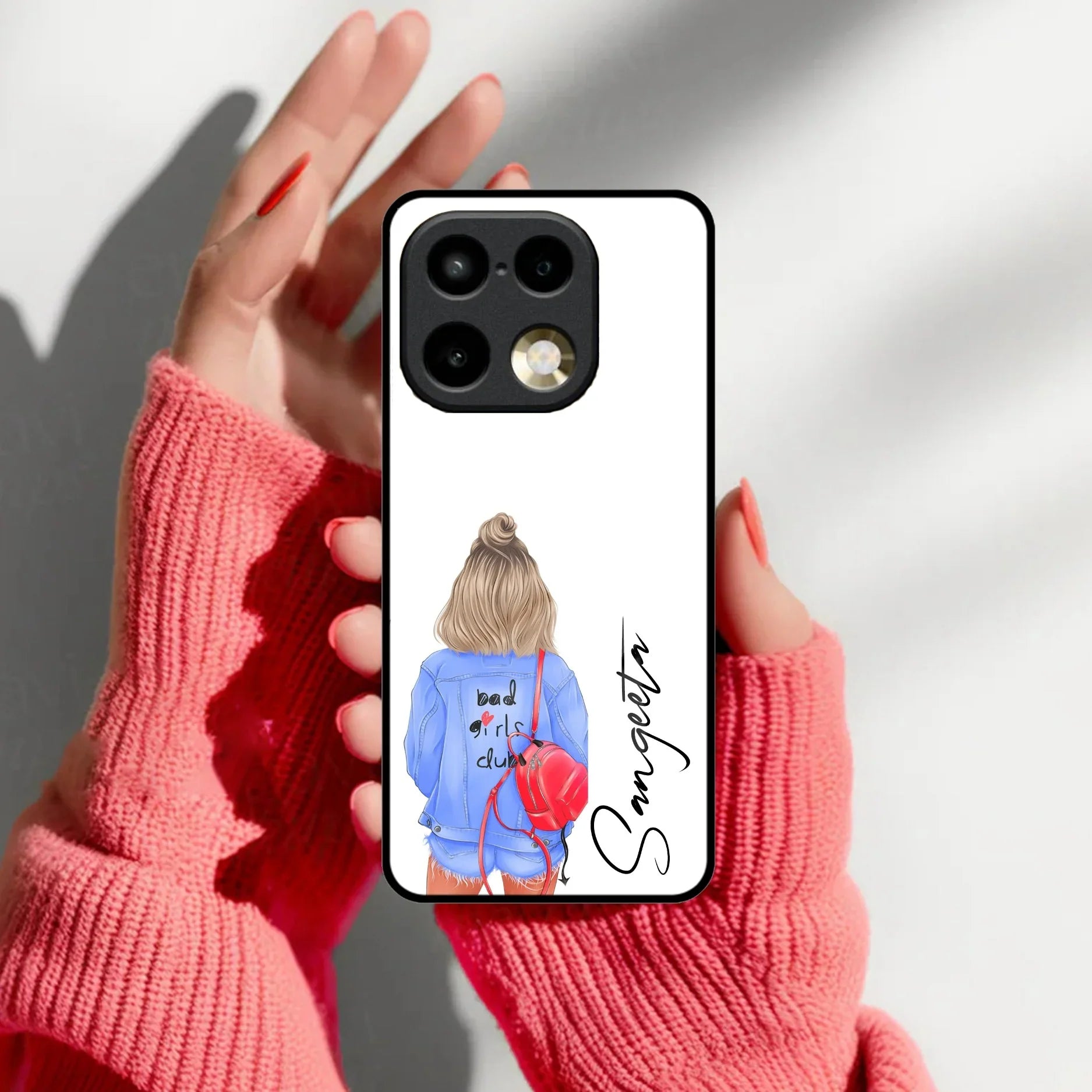 Bag Girl Customize Name Glass Case For Realme 16 Pro Plus 5G