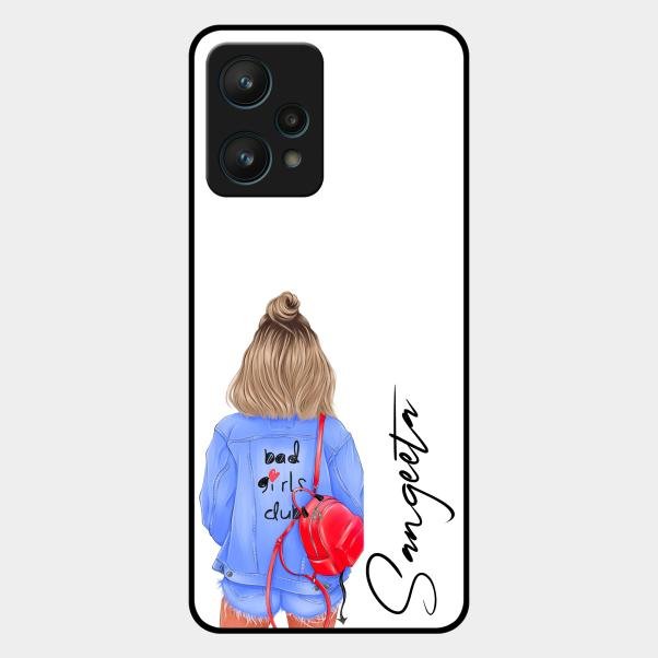 Bag Girl Customize Name Glass Case For Realme 9 Pro 5G