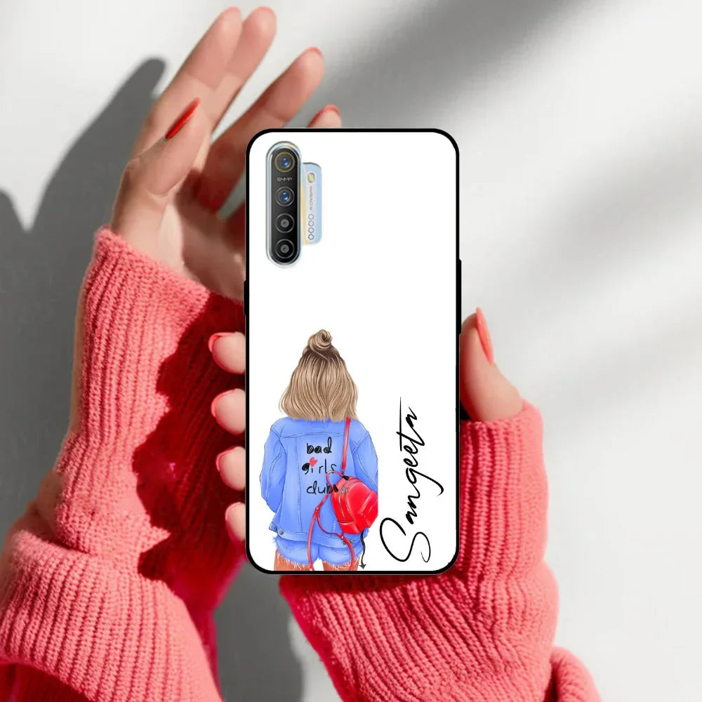 Bag Girl Customize Name Glass Case For Realme/Narzo - ShopOnCliQ