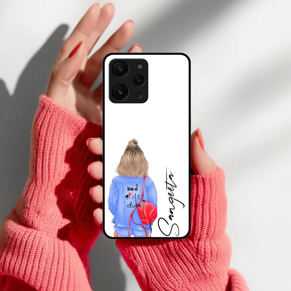 Bag Girl Customize Name Glass Case For Redmi/Xiaomi - ShopOnCliQ