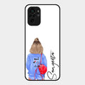 Bag Girl Customize Name Glass Case For Redmi Note 10