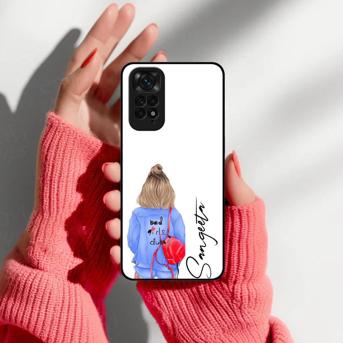 Bag Girl Customize Name Glass Case For Redmi/Xiaomi - ShopOnCliQ