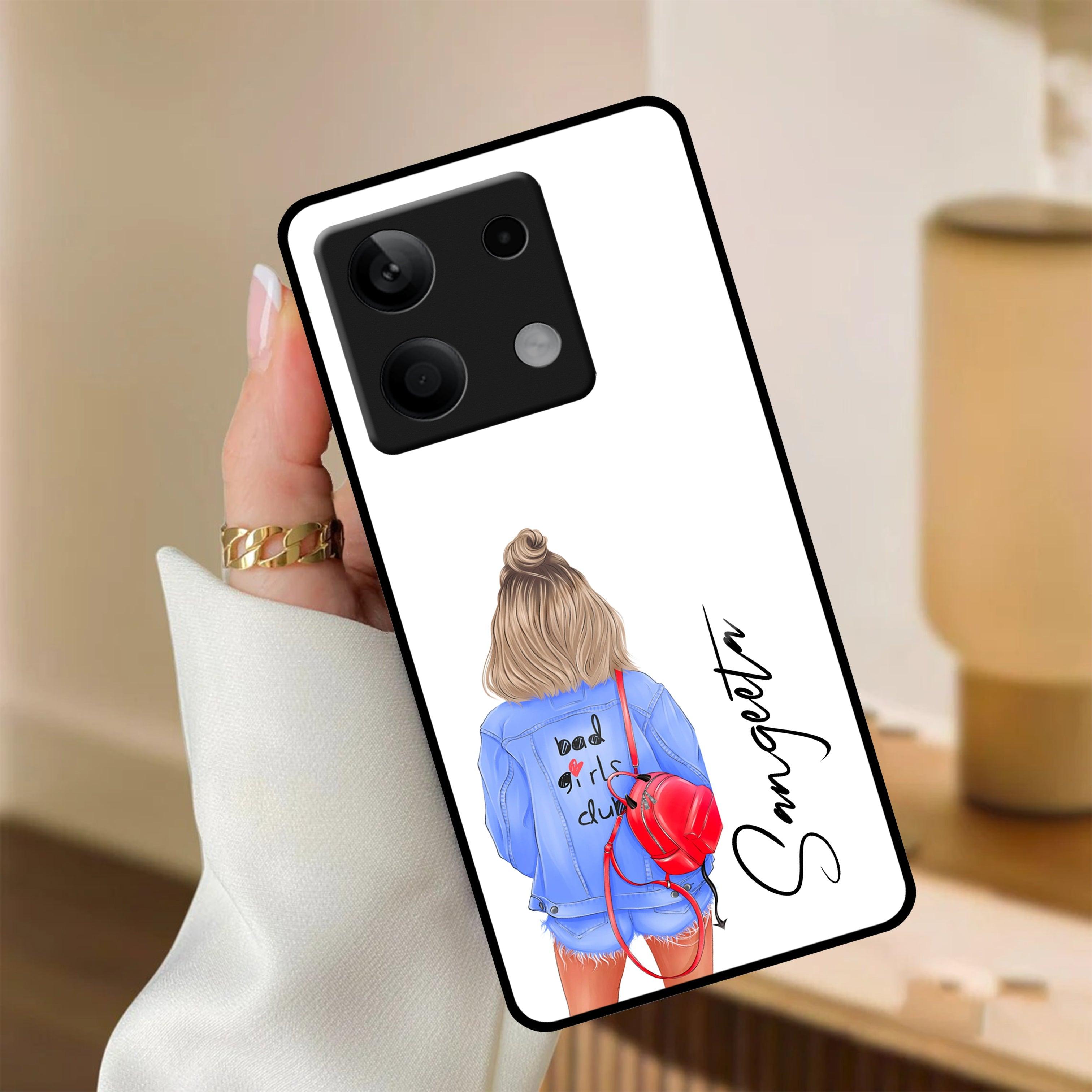 Bag Girl Customize Name Glass Case For Redmi/Xiaomi - ShopOnCliQ