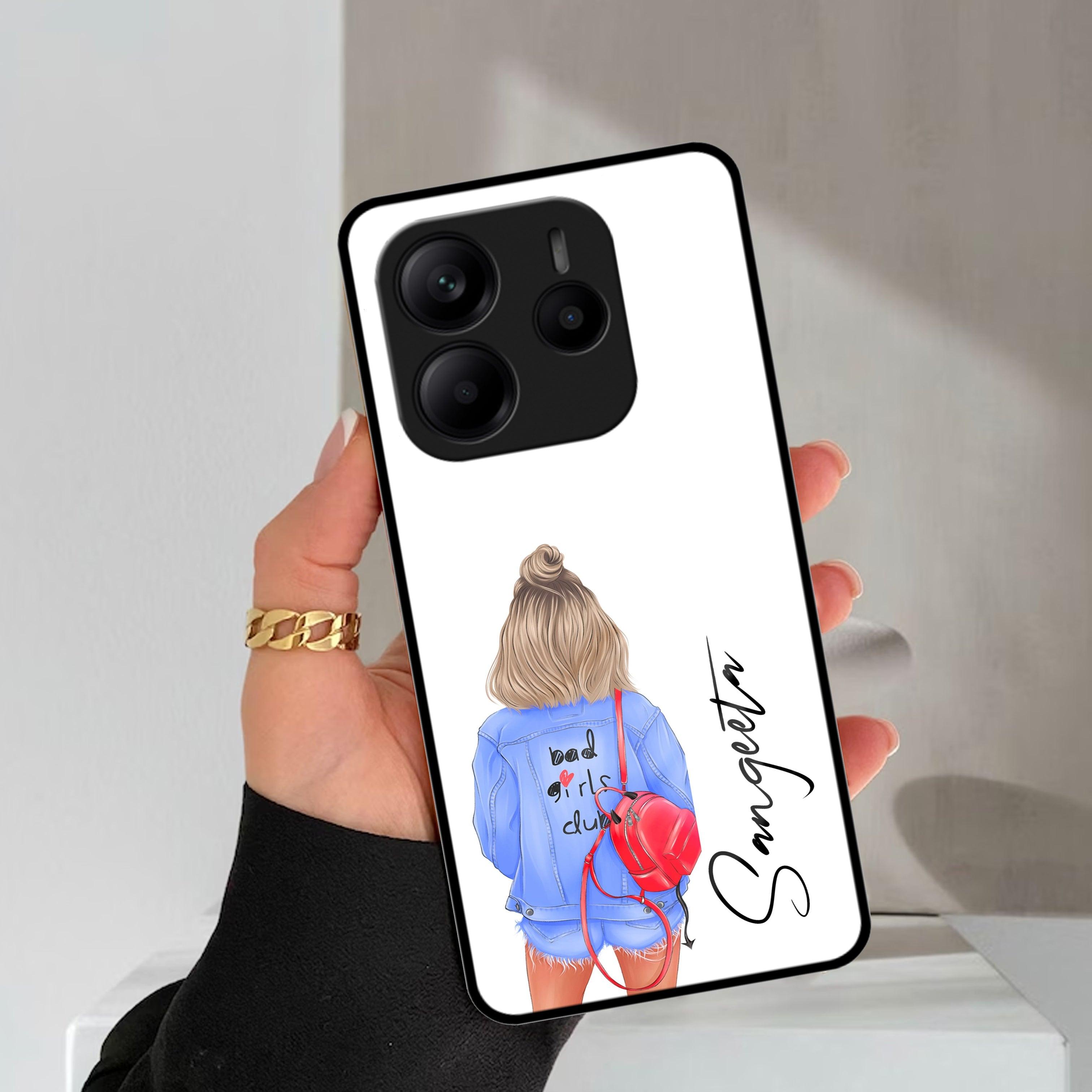 Bag Girl Customize Name Glass Case For Redmi/Xiaomi - ShopOnCliQ