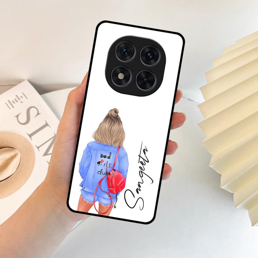 Bag Girl Customize Name Glass Case For Poco