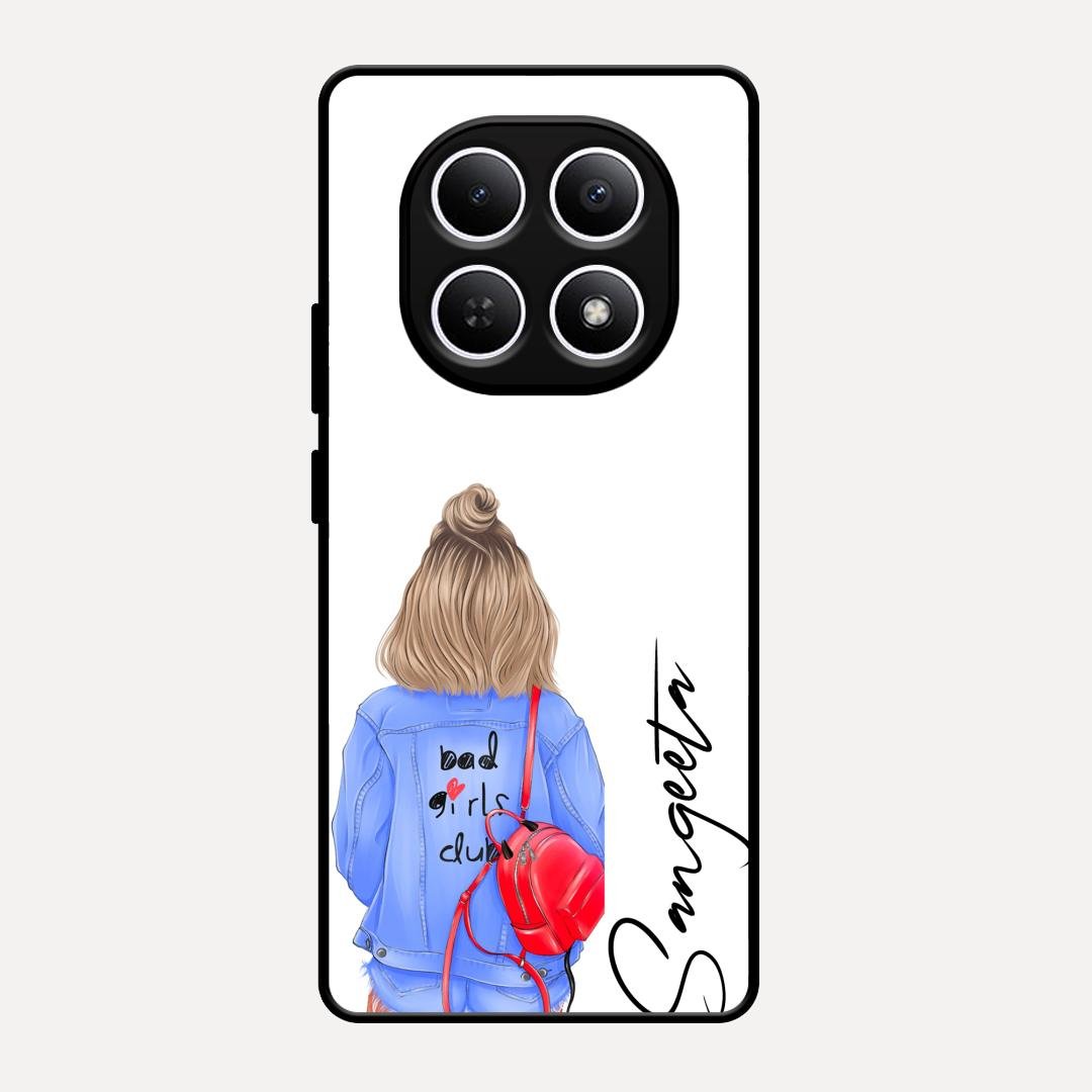Bag Girl Customize Name Glass Case For Redmi Note 15 5G