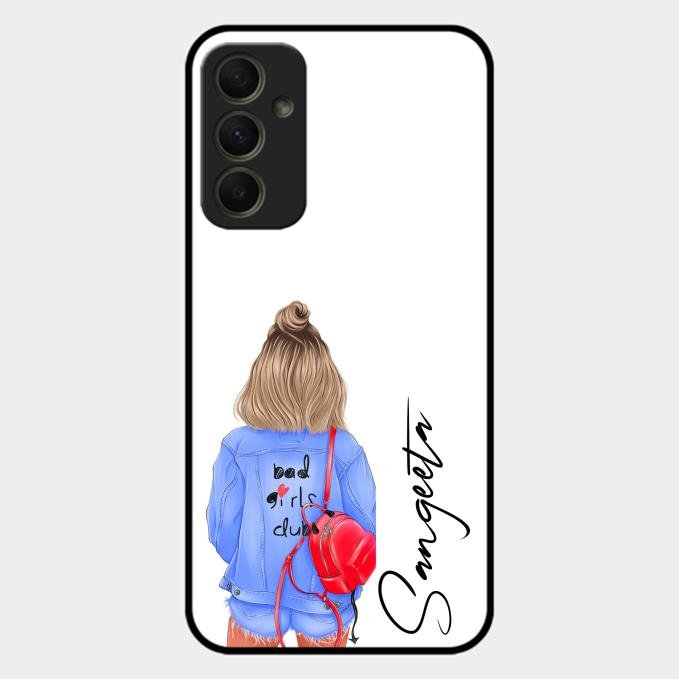 Bag Girl Customize Name Glass Case For Samsung Galaxy A34 5G