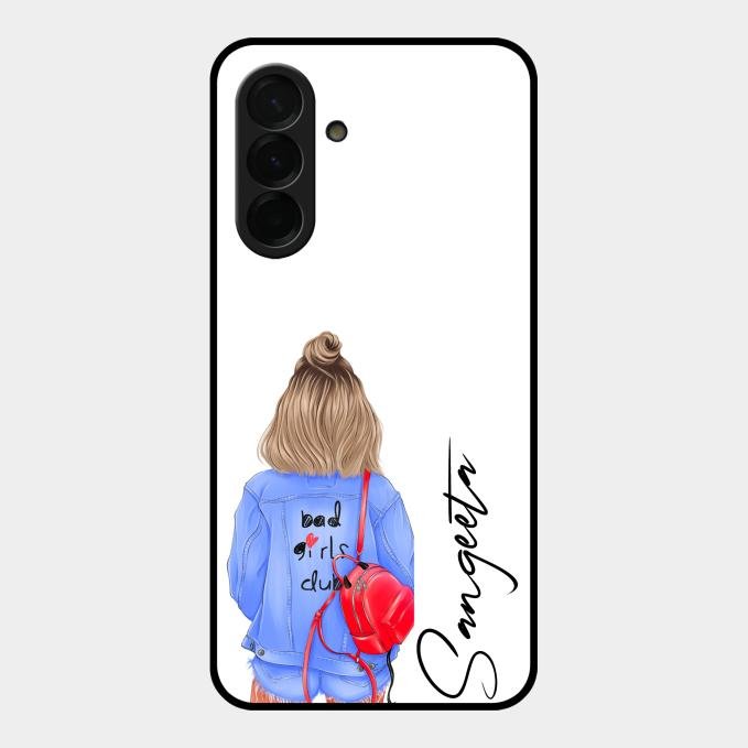 Bag Girl Customize Name Glass Case For Samsung Galaxy A36 5G