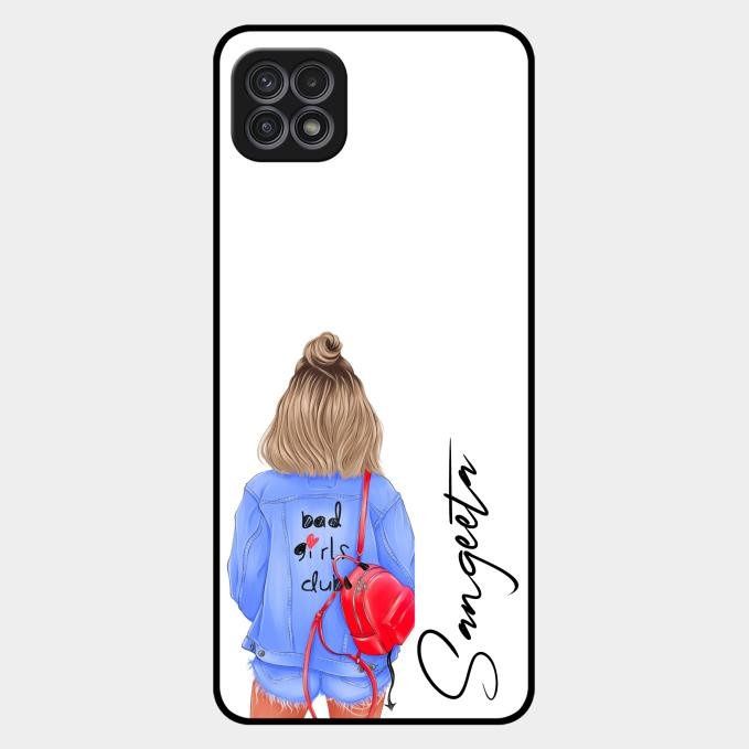 Bag Girl Customize Name Glass Case For Samsung Galaxy F42 5G