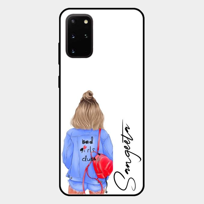 Bag Girl Customize Name Glass Case For Samsung Galaxy S20 Plus