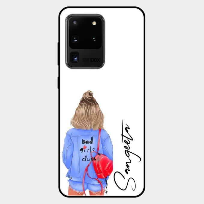 Bag Girl Customize Name Glass Case For Samsung Galaxy S20 Ultra