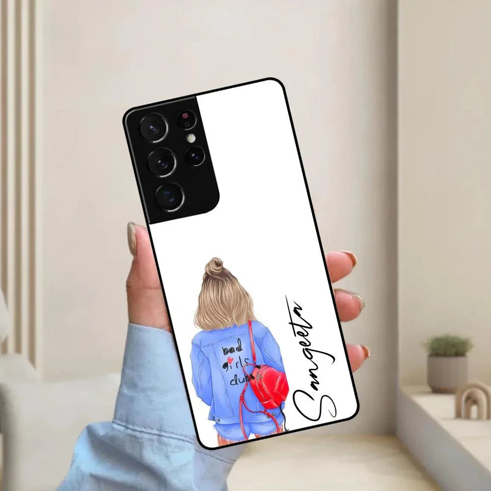 Bag Girl Customize Name Glass Case For Samsung - ShopOnCliQ