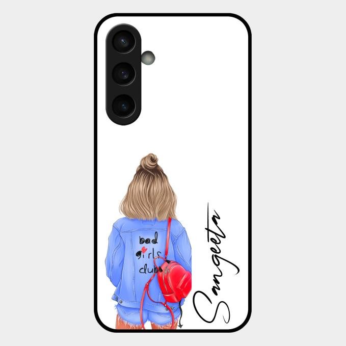 Bag Girl Customize Name Glass Case For Samsung Galaxy S23 Fe 5G