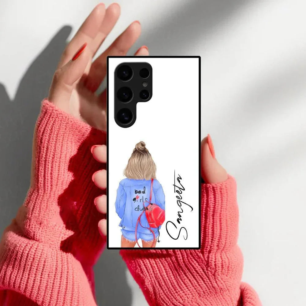 Bag Girl Customize Name Glass Case For Samsung - ShopOnCliQ