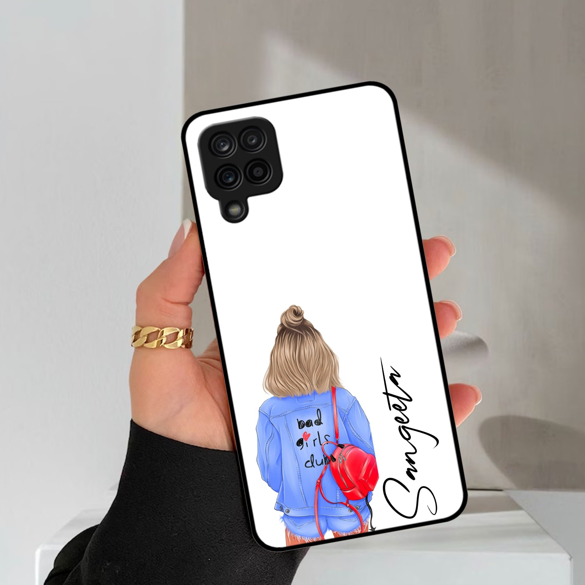 Bag Girl Customize Name Glass Case For Samsung Galaxy A42 5G